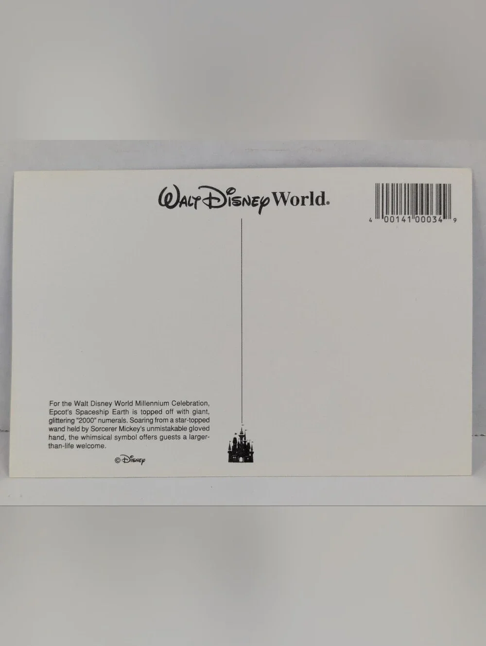 Vintage Disney Postcard Epcot Millennium 2000 Mickey Mouse Spaceship Earth